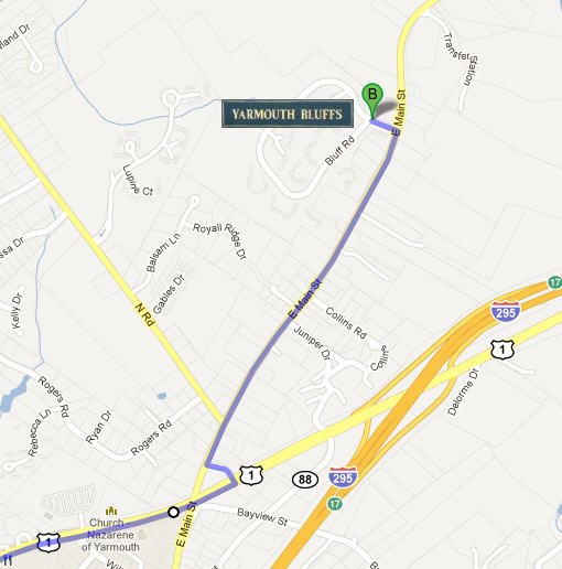 from South via Route 1